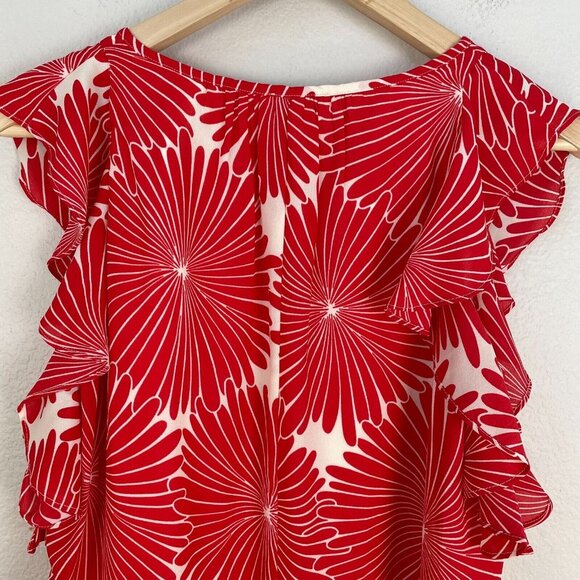 J Crew Womens Small Floral Print Flutter Dress Keyhole Front Sleeveless - Picture 9 of 10